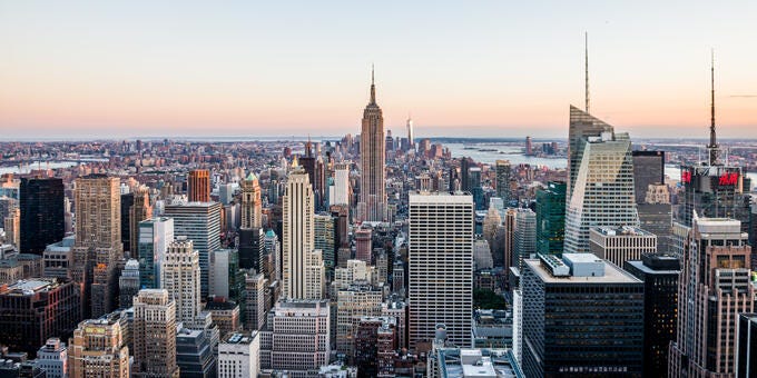 a city with many tall buildings