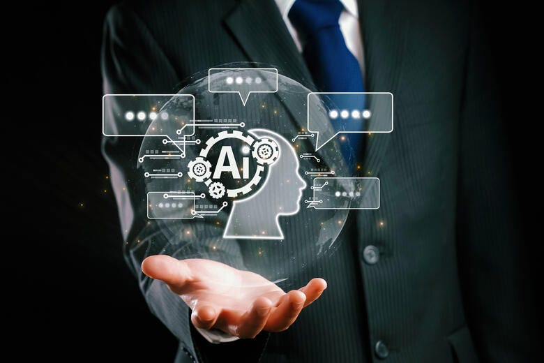 a man holding a large black box with white text