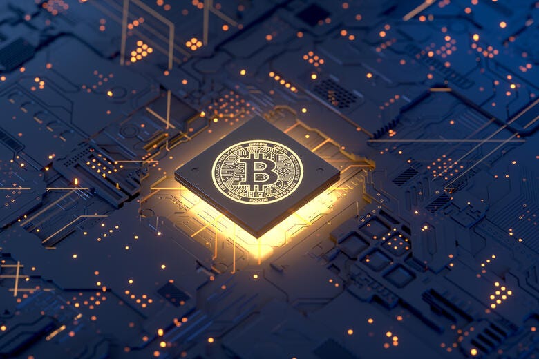 a stage with a sign and lights