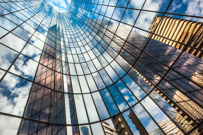 looking up at a building