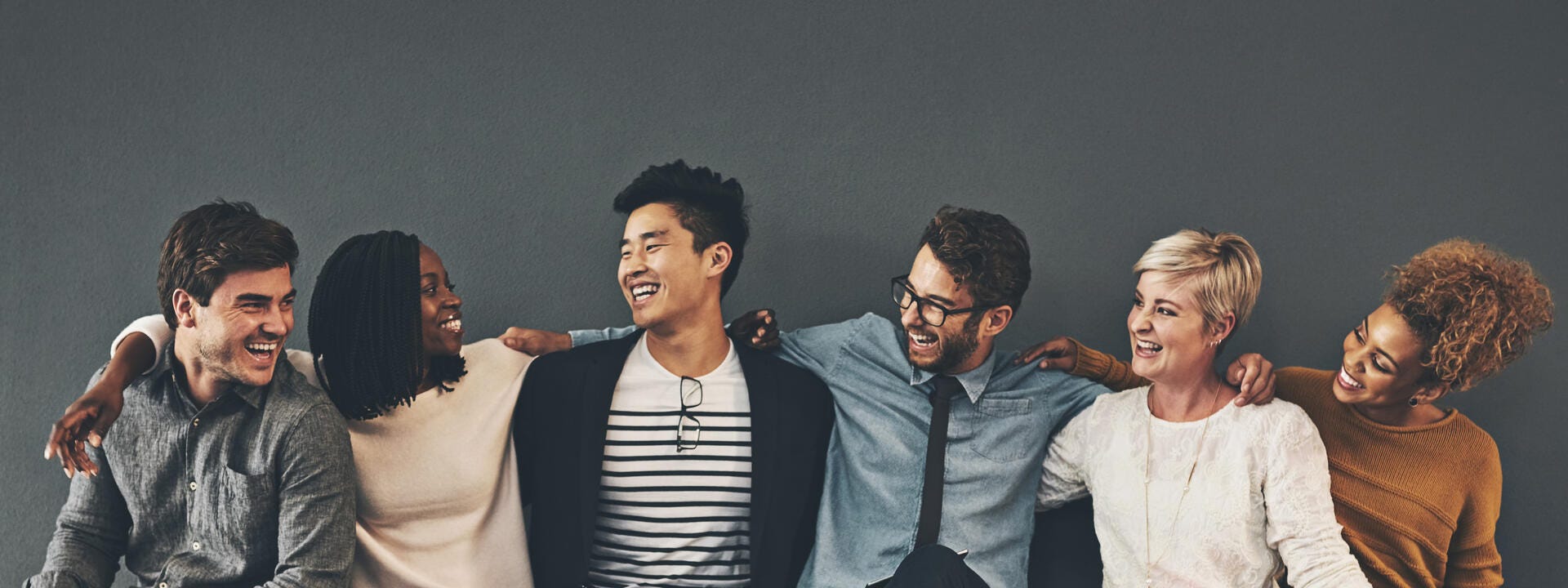 a group of people laughing